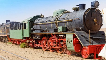 Photo for Steam locomotive, still in use, in the desert of Wadi Rum, Jordan - Royalty Free Image