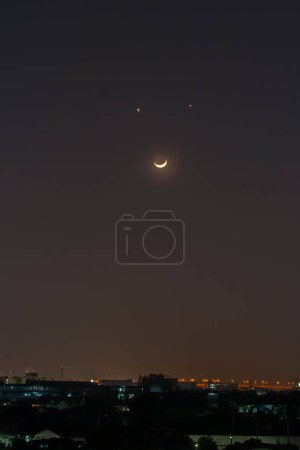 Photo for Astronomy science. night sky with moon - Royalty Free Image