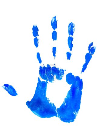Téléchargez les photos : Aquarelle main humaine peinture bleue - en image libre de droit