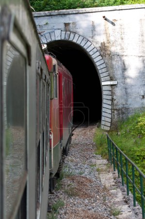 Téléchargez les photos : Le train va dans la tunne - en image libre de droit