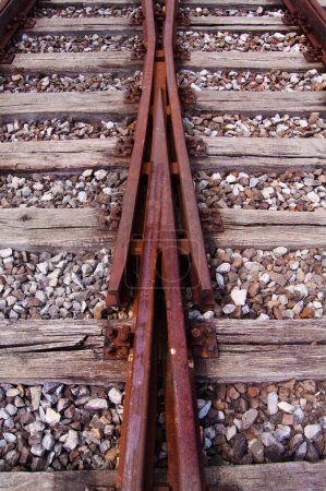 Photo for Detail view of old and rusty train tracks - Royalty Free Image