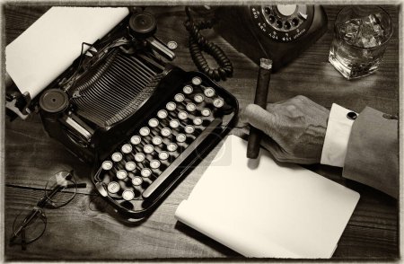 Téléchargez les photos : Vintage Writer Gros plan vue de fond - en image libre de droit