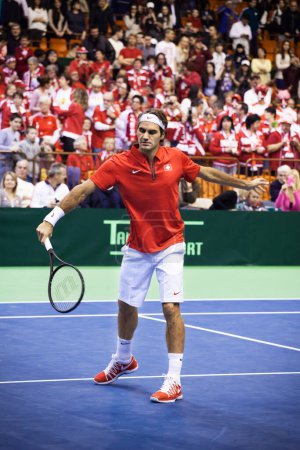 Foto de Roger Federer en la corte - Imagen libre de derechos
