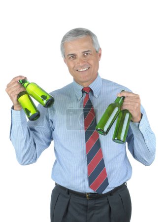 Photo for "Businessman With beer bottles - Royalty Free Image