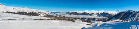 Photo for "Panoramic view down an alpine mountain valley" - Royalty Free Image