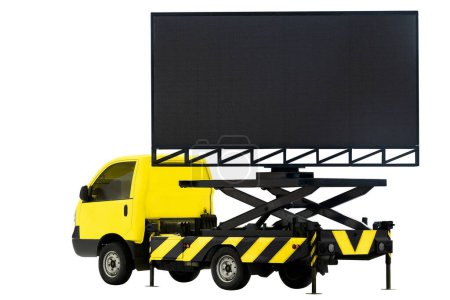 Photo for Billboard on car yellow color LED panel for sign Advertising isolated on background white - Royalty Free Image