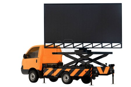 Photo for Billboard on car orange color LED panel for sign Advertising isolated on the white background - Royalty Free Image