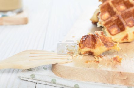 Photo for Close up view of delicious sweet waffle - Royalty Free Image