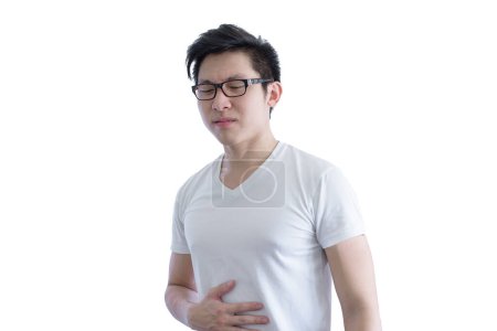 Photo for Asian handsome man with white shirt and orange eyeglasses - Royalty Free Image