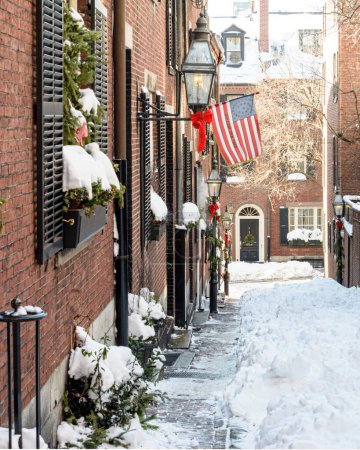 Foto de Calles de la ciudad de Boston en invierno - Imagen libre de derechos