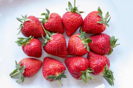 Photo for Strawberries fruit background top view - Royalty Free Image