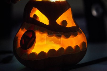 Téléchargez les photos : Halloween Citrouille vue de fond - en image libre de droit