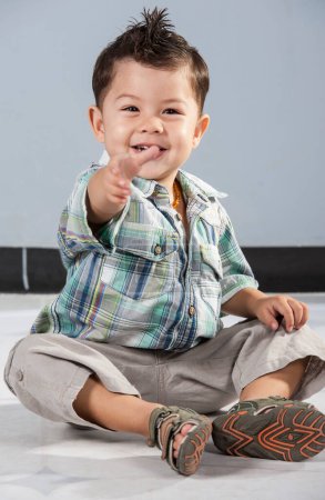 Photo for Portrait image of a young mixed asian child - Royalty Free Image