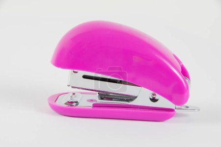 Photo for Small Pink Stapler on white background - Royalty Free Image