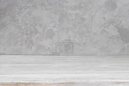 Photo for "Wooden floor over concrete or decorative plaster wall background. Blank for design." - Royalty Free Image