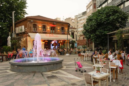 Photo for "Thessaloniki, Greece Ladadika  area with crowd." - Royalty Free Image