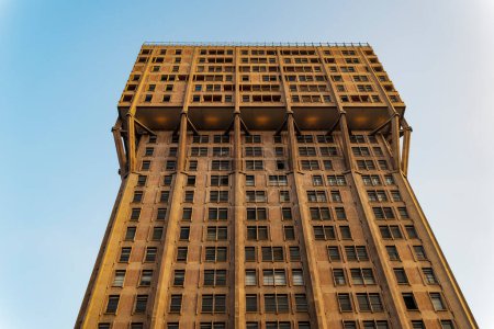 Photo for "Milan, Italy Torre Velasca skyscraper low angle view." - Royalty Free Image