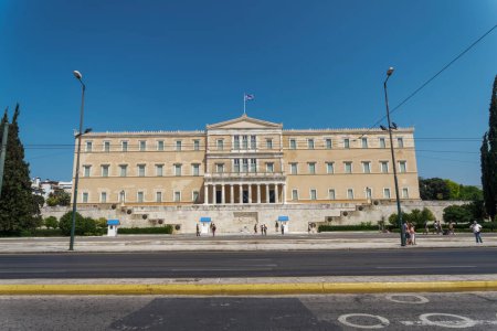 Photo for "Greek Parliament (Vouli) facade at Syntagma square in Athens." - Royalty Free Image