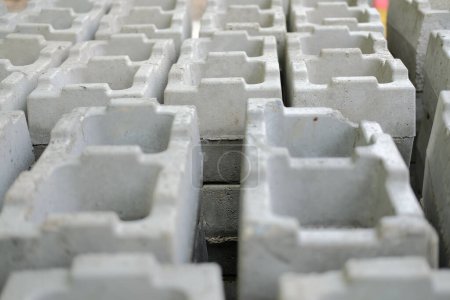 Photo for Rectangular concrete nano eco block brick. wall bearing structur - Royalty Free Image