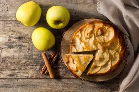 Photo for "Homemade apple pie on wooden table" - Royalty Free Image