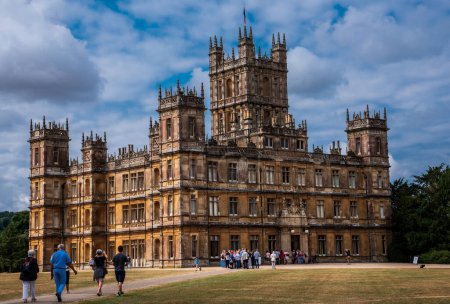 Photo for Tourists Visiting Highclere Castle, travel place on background - Royalty Free Image