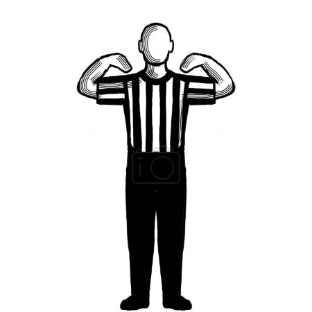 Photo for Basketball Referee 30-second time-out Hand Signal Retro Black and White - Royalty Free Image