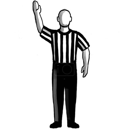 Photo for Basketball Referee stop clock Hand Signal Retro Black and White - Royalty Free Image