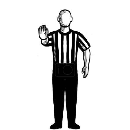Photo for Basketball Referee directional signal  Hand Signal Retro Black and White - Royalty Free Image