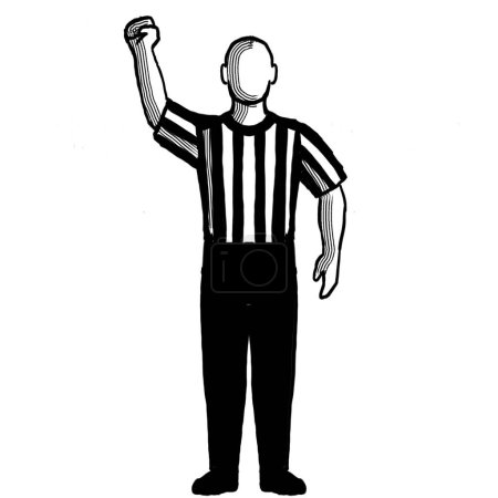 Photo for Basketball Referee stop clock for foul Hand Signal Retro Black and White - Royalty Free Image