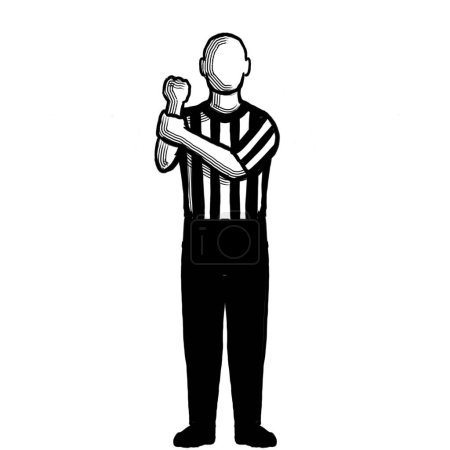 Photo for Basketball Referee holding Hand Signal Retro - Royalty Free Image