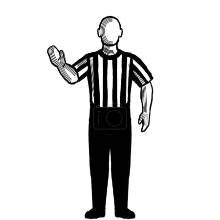 Photo for Basketball Referee 5-second violation Hand Signal Retro Black and White - Royalty Free Image
