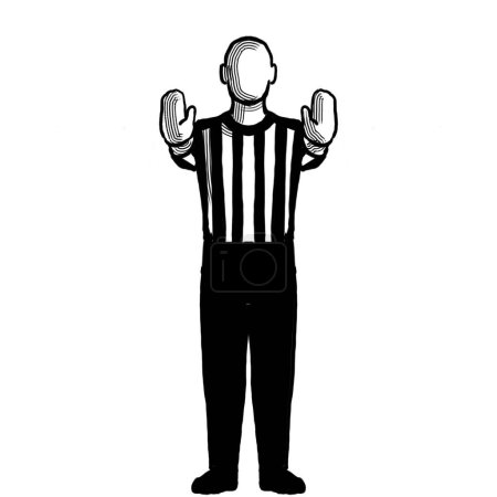 Photo for Basketball Referee 10-second violation or charging pushing Hand Signal Retro Black and White - Royalty Free Image