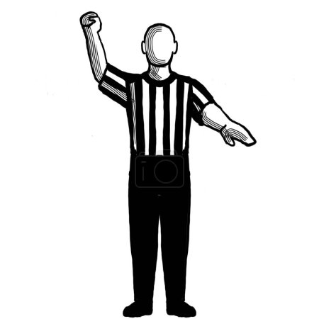 Photo for Basketball Referee stop clock for foul Hand Signal Retro Black and White - Royalty Free Image