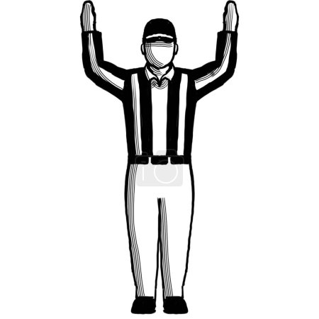 Photo for American Football Official touchdown sign Hand Signal Retro" - Royalty Free Image
