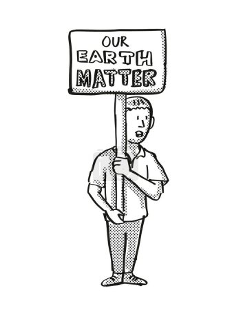 Photo for Young Student Protesting Our Earth Matter on Climate Change Drawing - Royalty Free Image
