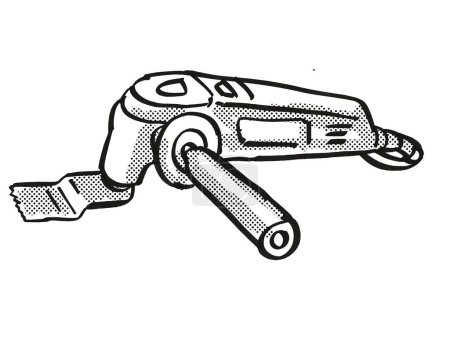 Téléchargez les photos : Dessin rétro de bande dessinée d'équipement d'outil électrique d'outil multifonction - en image libre de droit