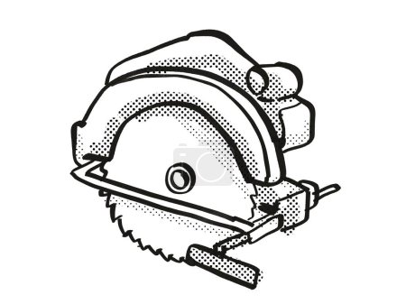 Photo for Circular Saw Power Tool Equipment Cartoon Retro Drawing - Royalty Free Image