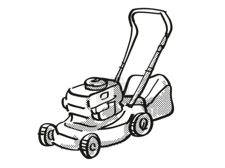 Photo for Lawn Mower Power Tool Equipment Cartoon Retro Drawing - Royalty Free Image