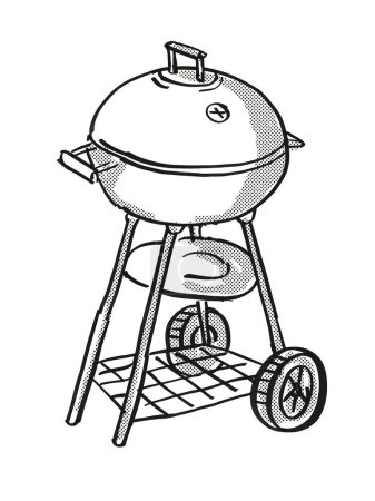 Photo for Portable Barbecue Charcoal Grill  Cartoon Retro Drawing - Royalty Free Image