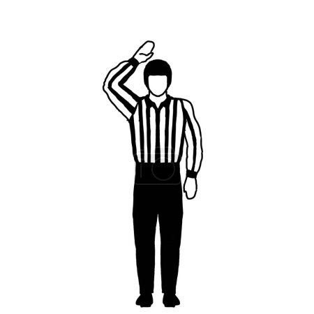 Photo for Ice Hockey Official or Referee Hand Signal Drawing Black and White - Royalty Free Image