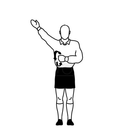 Téléchargez les photos : Rugby Pénalité de l'arbitre de ne pas libérer la balle lorsqu'il s'est attaqué Signal Drawing Retro - en image libre de droit