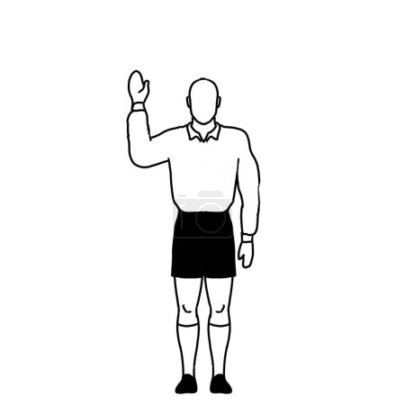 Photo for Rugby Referee penalty free kick Hand Signal Drawing Retro - Royalty Free Image