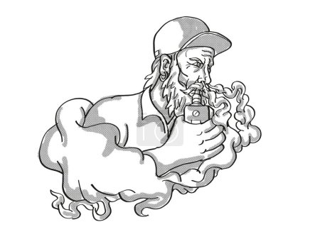 Photo for Bearded Hipster Vaping Tattoo Drawing - Royalty Free Image