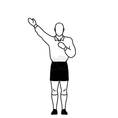Foto de Rugby Arbitro tiro de penalti Señal de mano Dibujo Retro - Imagen libre de derechos