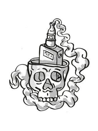 Photo for Human Vaper Skull Smoking Tattoo Drawing - Royalty Free Image