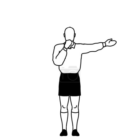Téléchargez les photos : Rugby Pénalité arbitre Coup franc direct Signal dessin rétro - en image libre de droit