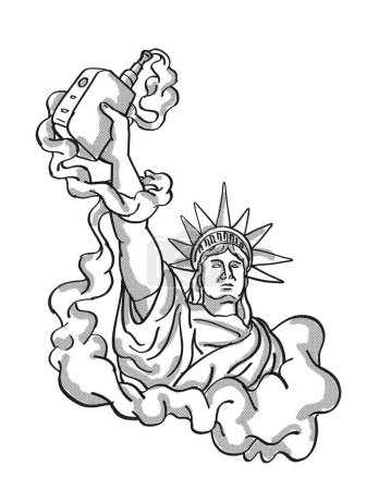 Foto de Estatua de la libertad que sostiene la cinta Tatuaje electrónico del cigarrillo - Imagen libre de derechos