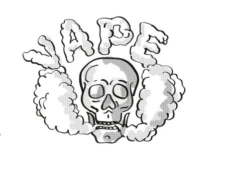 Photo for Human Vaper Skull Vaping Puffing Smoke Tattoo Drawing - Royalty Free Image
