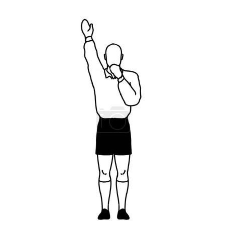 Téléchargez les photos : Rugby Pénalité arbitre essayer Signal Drawing Retro - en image libre de droit