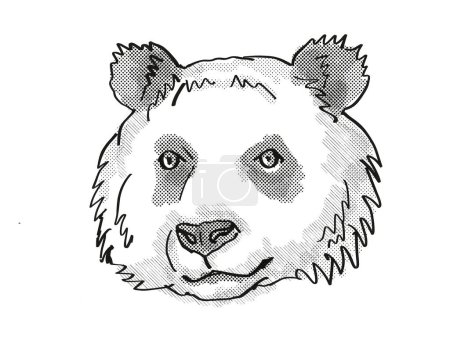 panda géant en voie de disparition Dessin animé animalier rétro